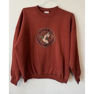 Vintage 90s Marathon Ducks Unlimited Crewneck Rust Orange Embroidered Size XL